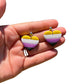 Pansexual Flag Heart Studs - Handmade Polymer Clay Earrings