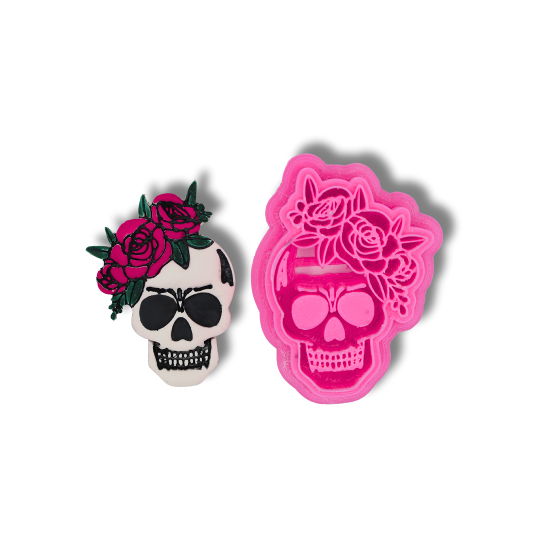 Skull & Roses - Polymer Clay Cutter