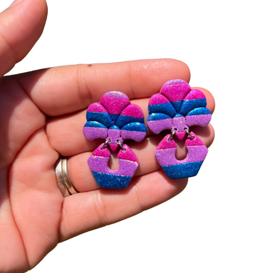 Bisexual Flag Dangles - Handmade Polymer Clay Earrings