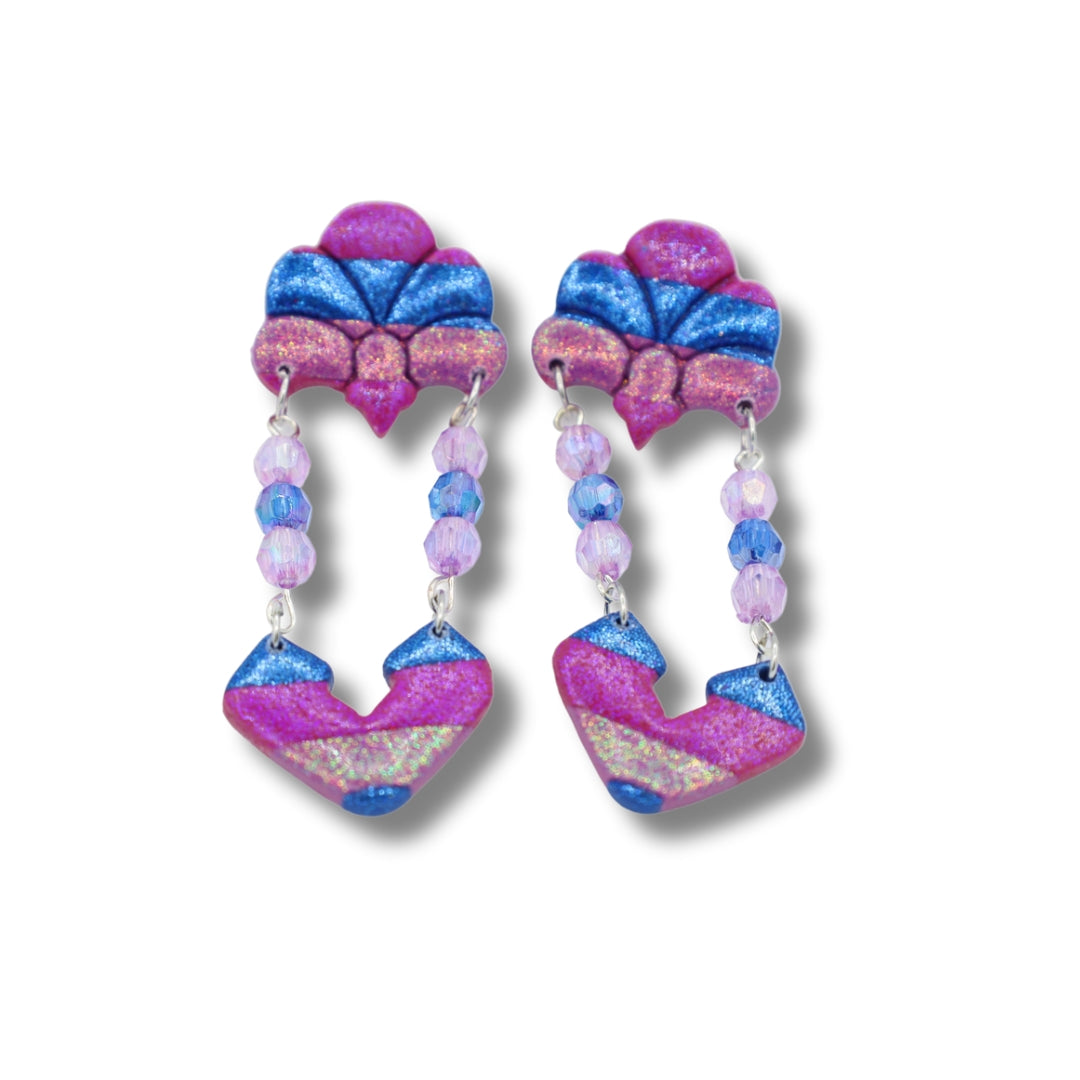 Bisexual Beaded Studs - Handmade Polymer Clay Earrings