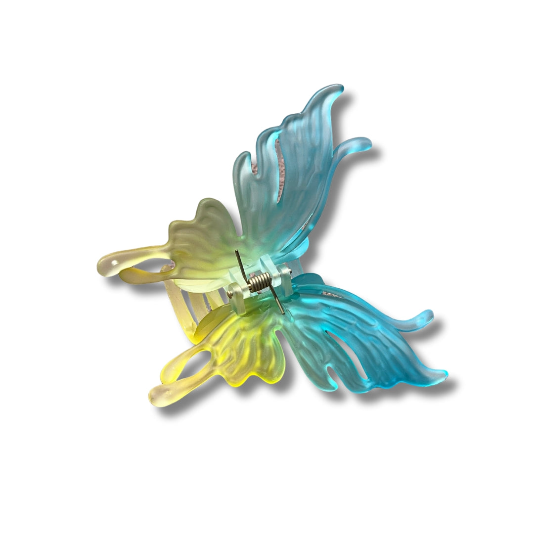 Blue Green Transparent Butterfly - Claw Clip