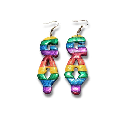 Gay Rainbow Dangle - Handmade Polymer Clay Earrings