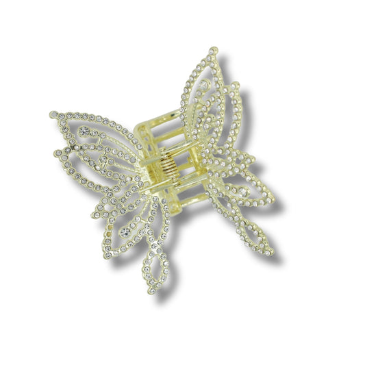 Gold Butterfly Rhinestone Embellished - Claw Clip