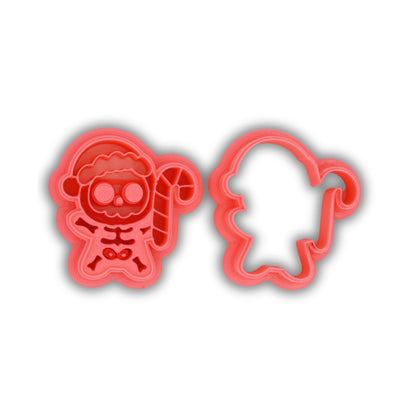 Kawaii Skeleton w Candy Cane - Polymer Clay Cutter Set