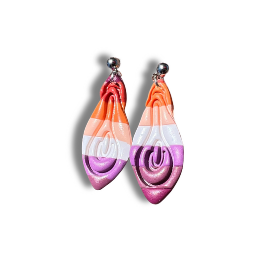 Lesbian Flag Vulva - Handmade Polymer Clay Earrings