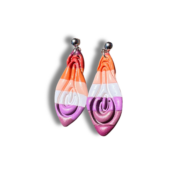 Lesbian Flag Vulva - Handmade Polymer Clay Earrings – Its Made