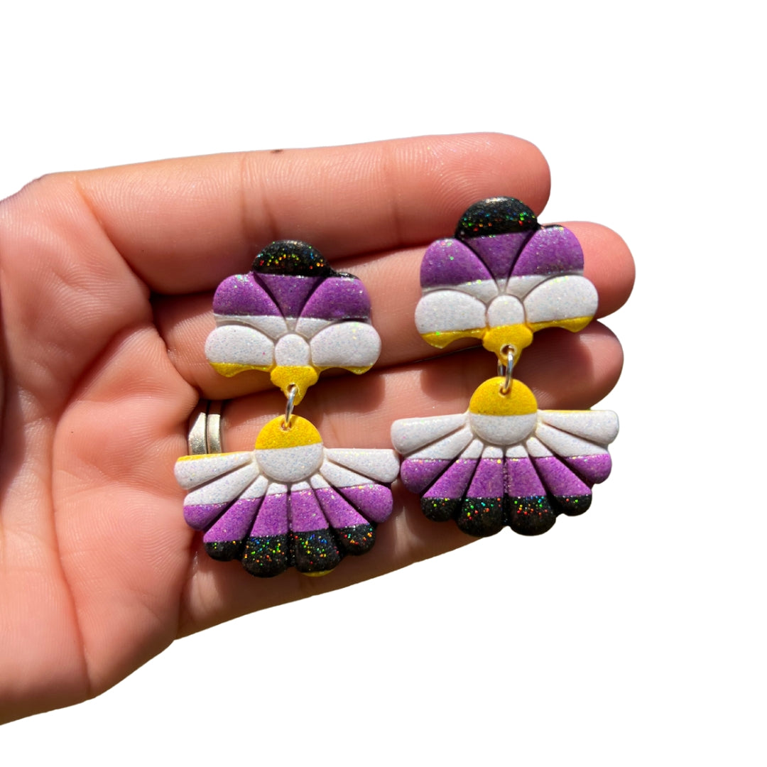 Non- Binary Flag Dangles - Handmade Polymer Clay Earrings