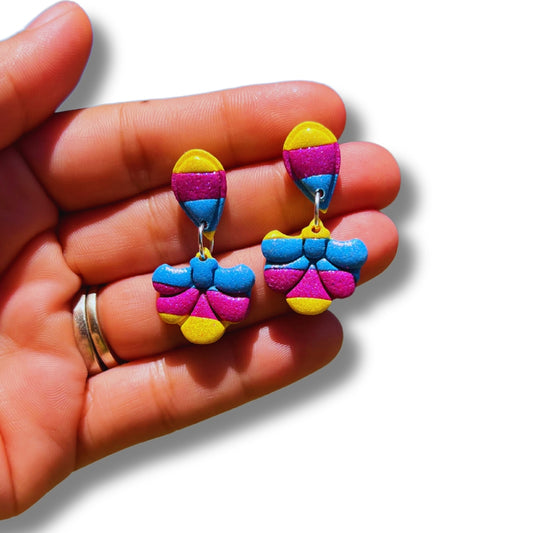 Pansexual Flag Dangles - Handmade Polymer Clay Earrings