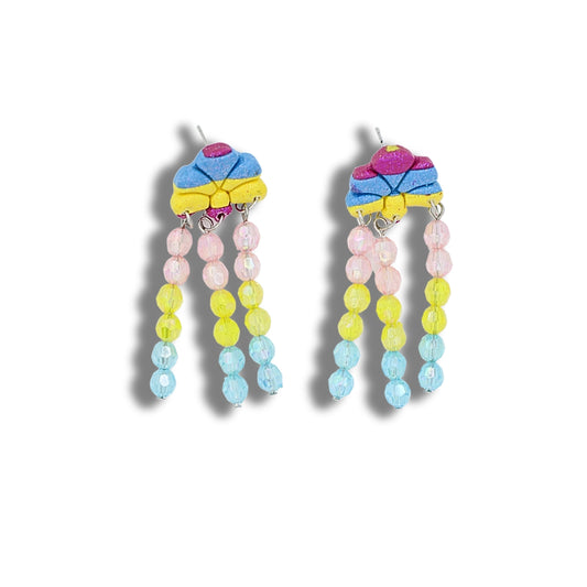 Pansexual Beaded Stud - Handmade Polymer Clay Earrings