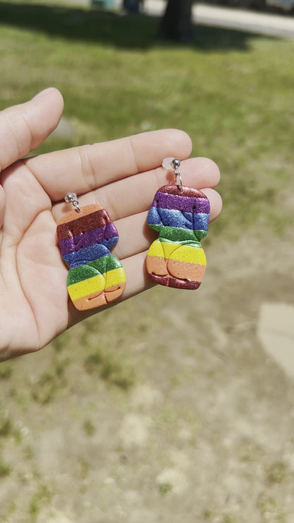 Body Positivity Gay Flag - Handmade Polymer Clay Earrings