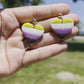 Pansexual Flag Heart Studs - Handmade Polymer Clay Earrings