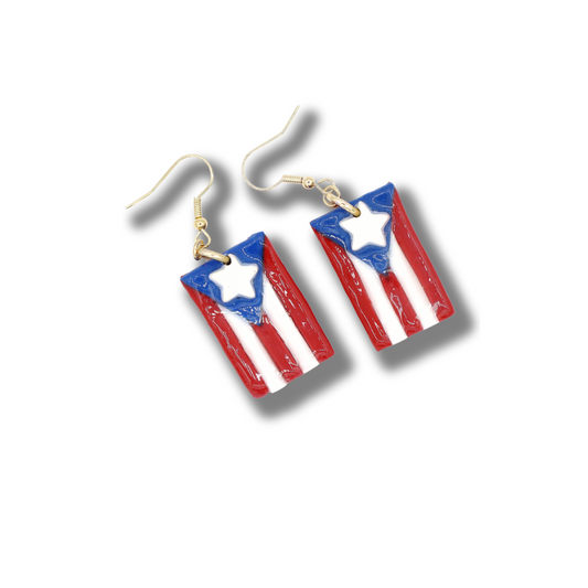 Puerto Rican Flag - Handmade Polymer Clay Earrings