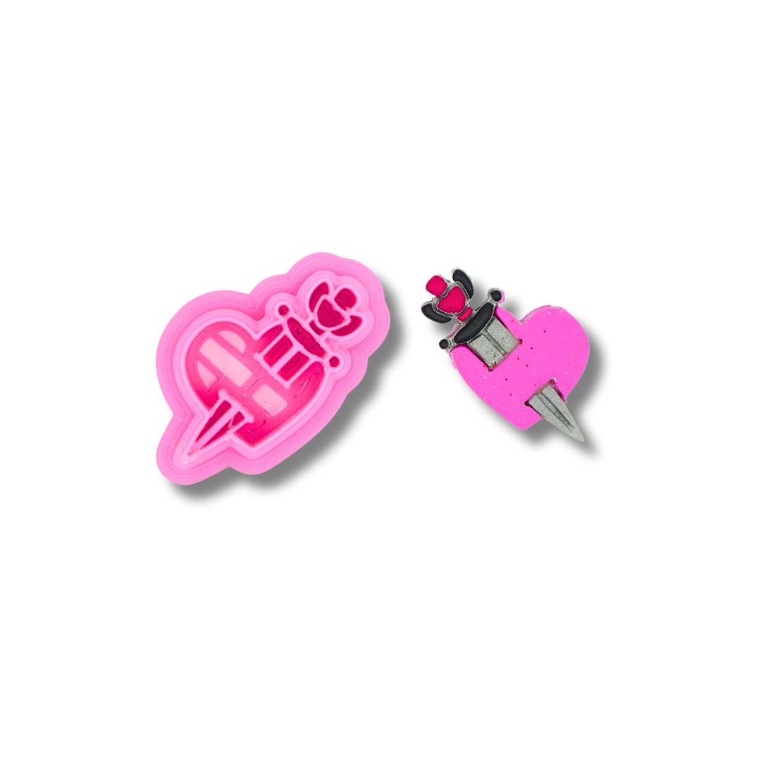 Stabbed Heart Stud - Polymer Clay Cutter