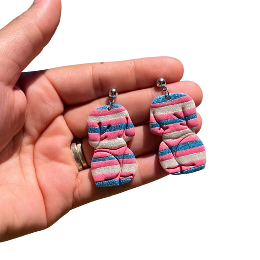 Body Positivity Transgender Flag - Handmade Polymer Clay Earrings