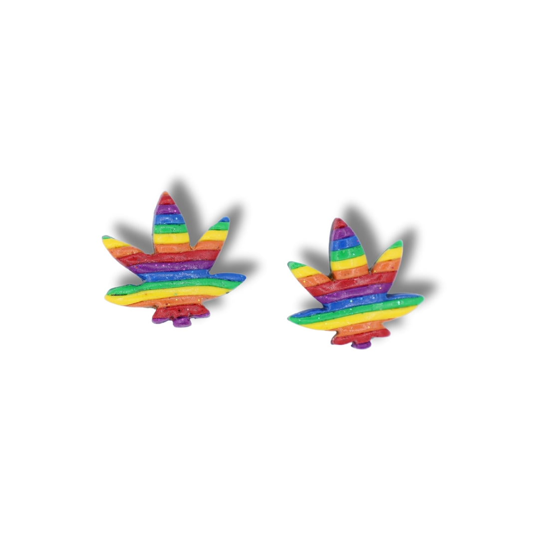 Cannabis Pride Studs - Handmade Polymer Clay Earrings