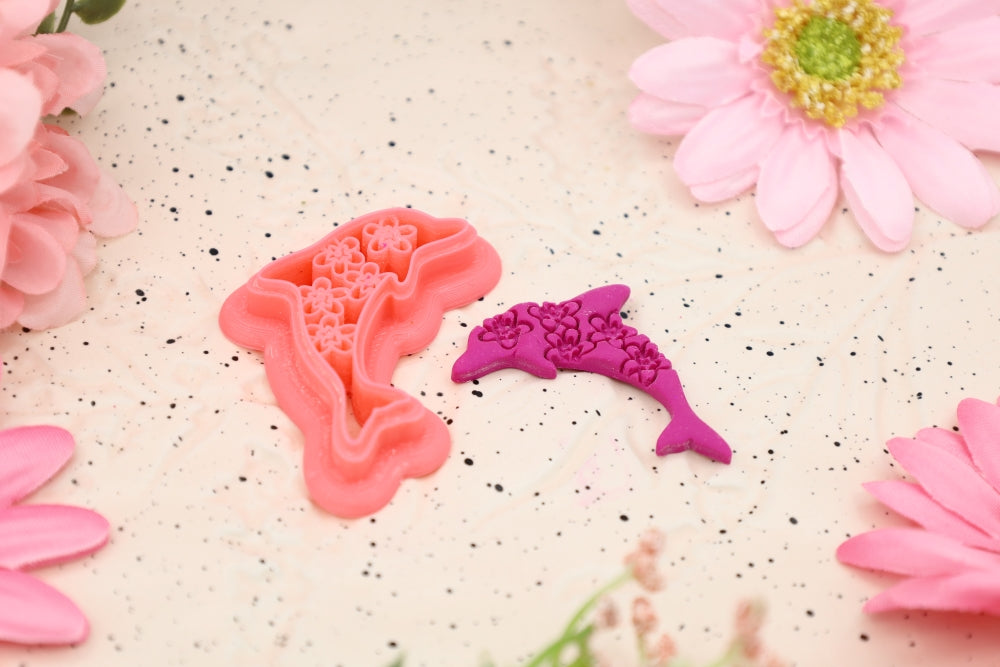 Floral Dolphin - Polymer Clay Cutter