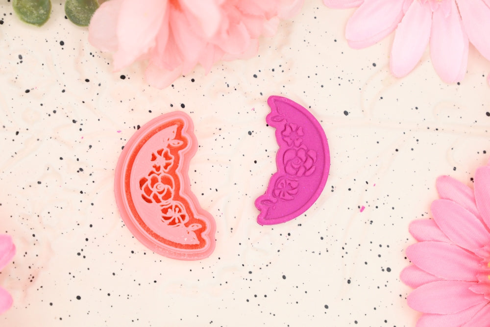 Moon Floral Embosser   - Polymer Clay Cutter