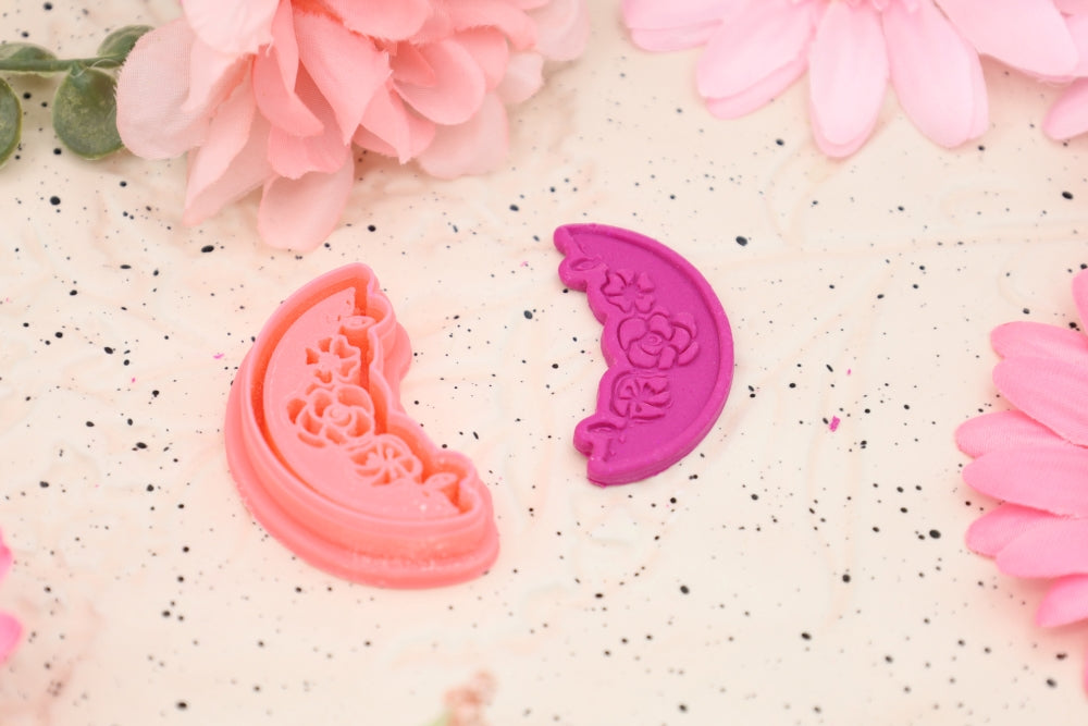 Moon Floral Embosser   - Polymer Clay Cutter