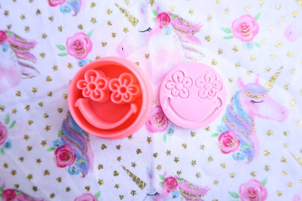 Floral Eyed Smiley - Polymer Clay Cutter