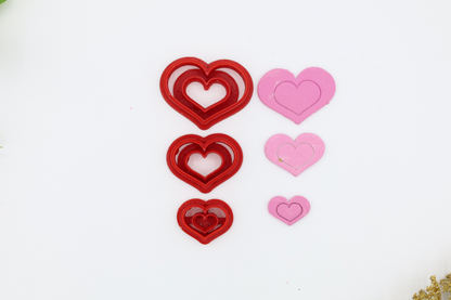 Double Hearts - Polymer Clay Cutter