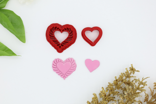 Fancy Heart 2pc - Polymer Clay Cutter