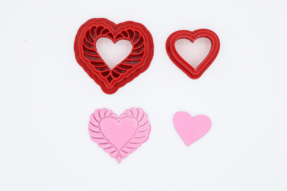 Fancy Heart 2pc - Polymer Clay Cutter