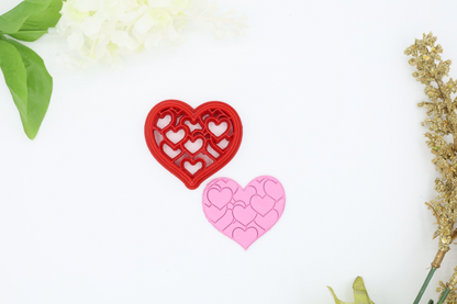 Heart Patterned Heart - Polymer Clay Cutter